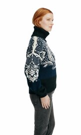 Dale of Norway Blomdalen Womens Merino Alpaca Wool Knit Sweater Navy