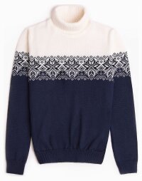 Natrual Style Ice Rose Womens Merino Wool Jumper Navy White