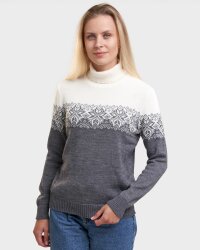 Natrual Style Ice Rose Womens Merino Wool Jumper Navy White