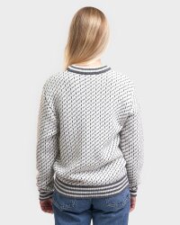 Natural Style Iceland Womens Braided High Neck Wool Jumper White