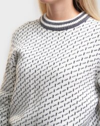 Natural Style Iceland Womens Braided High Neck Wool Jumper White